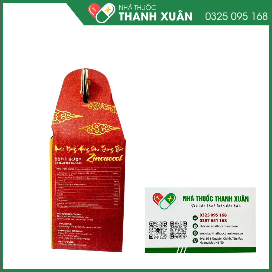 Nước uống Hồng Sâm Trùng Thảo - Zincacool - Hỗ trợ tăng cường sức khỏe, giảm mệt mỏi